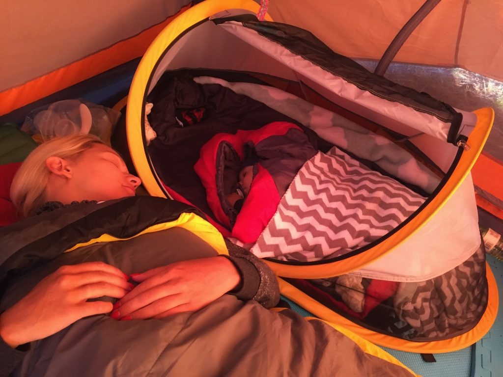 PerfectDayToPlay camping with a baby gear essentials - peapod pea pod Alexandra and Cosmos are sleeping in a tent