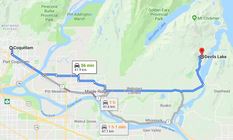 PerfectDayToPlay Devils Lake Mission British Columbia - directions map