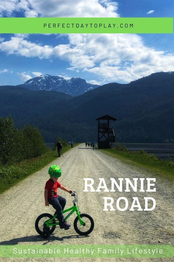 Rannie Road Pitt Lake Ecological Reserve - toddler bike training site near Maple Ridge, British Columbia - pinterest Pin