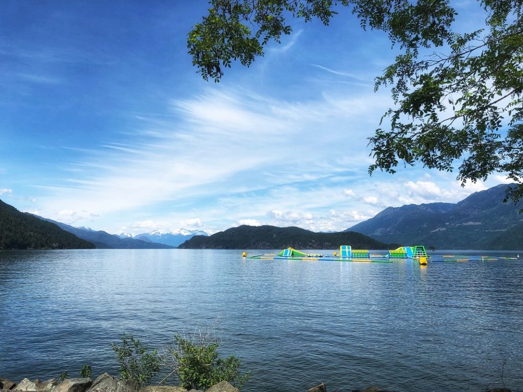 the summer water park at Harrison Lake near Harrison Hot Springs, BC