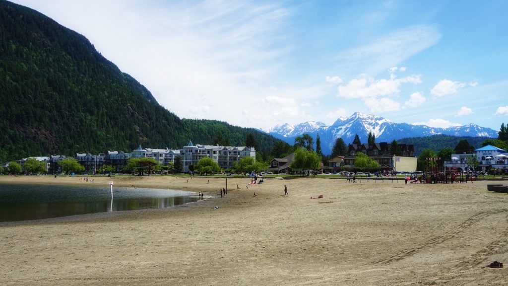 PerfectDayToPlay Harrison Hot Springs town view from the beach