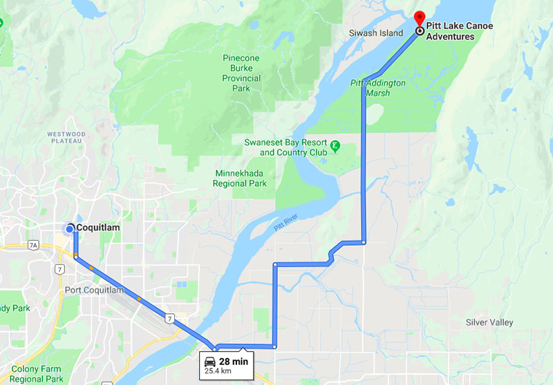 PerfectDayToPlay Rannie Road Katzie Marsh Pitt Lake British Columbia Canada link to google maps Pitt Meadows Canoe Adventures