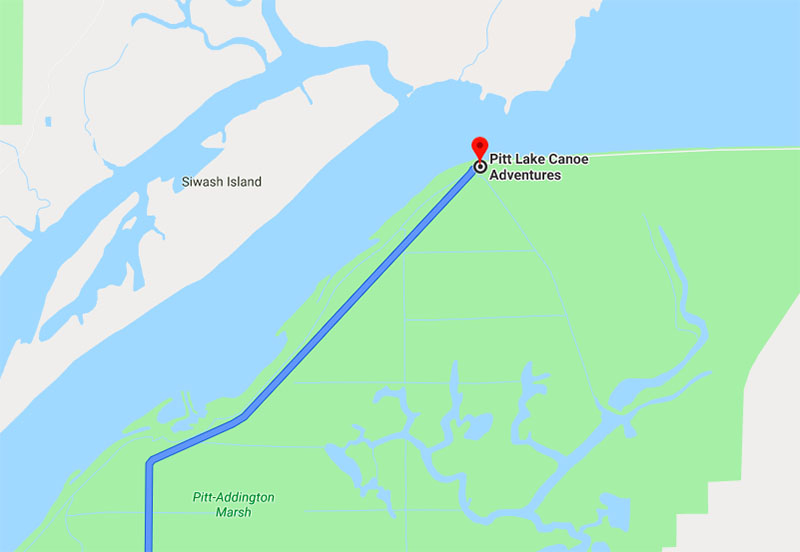 how to get to Pitt Lake Canoe Adventures google map