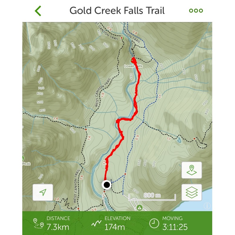 PerfectDayToPlay Gold Creek Falls Golden Ears Provincial Park, British Columbia, Canada Trail Map