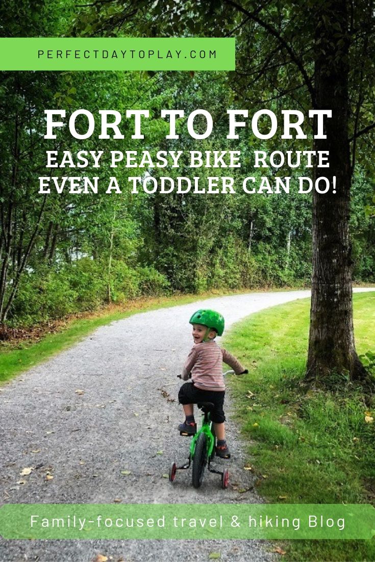 PerfectDayToPlay - park in Langley - Derby Reach Regional Park - Fort To Fort trail - easy bike route for kids Pinterest Pin