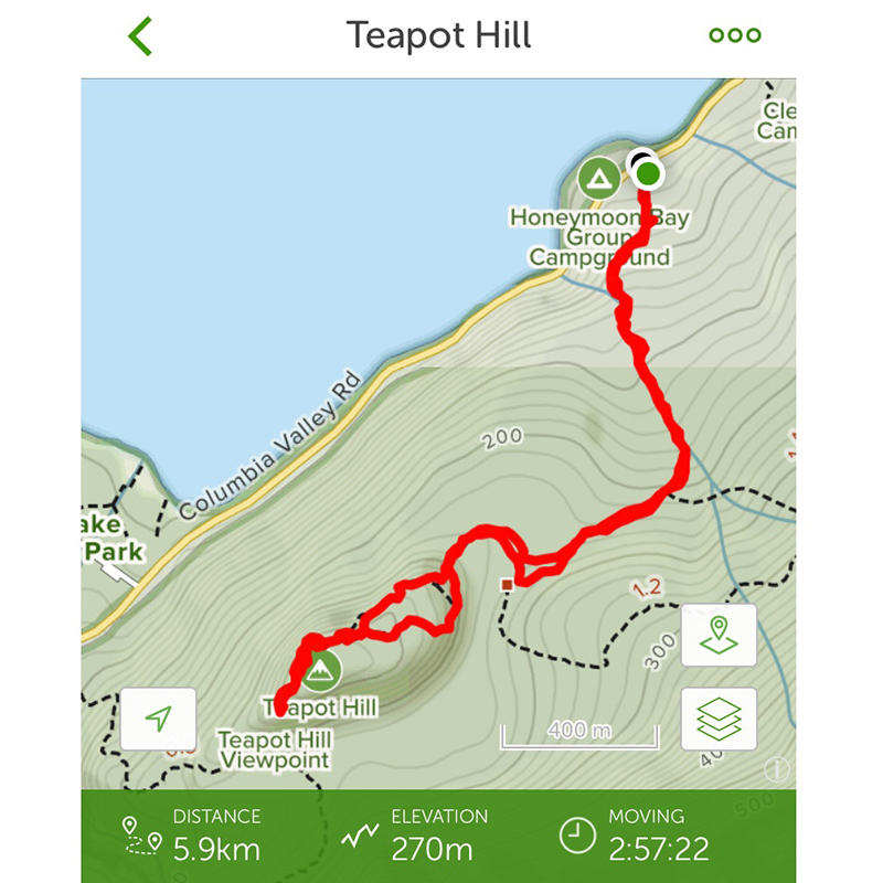 PerfectDayToPlay - Teapot Hill hike trail map