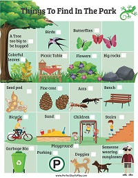 PerfectDayToPlay - Things To Find In The Park - scavenger hunt printable sheet