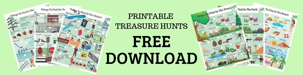 Printable Kids Treasure Hunts - outdoor scavenger hunts - PerfectDayToPlay.com - FREE Download