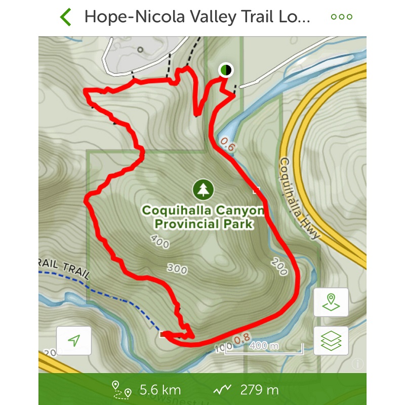 Coquihalla Canyon Provincial Park Trail Map - Hope-Nicola Valley Trail Loop