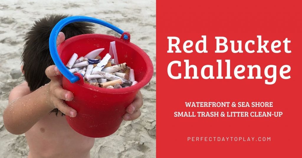 Red Bucket Challenge - Ocean Beach Cleanup Action - Cigarette Pollution FB