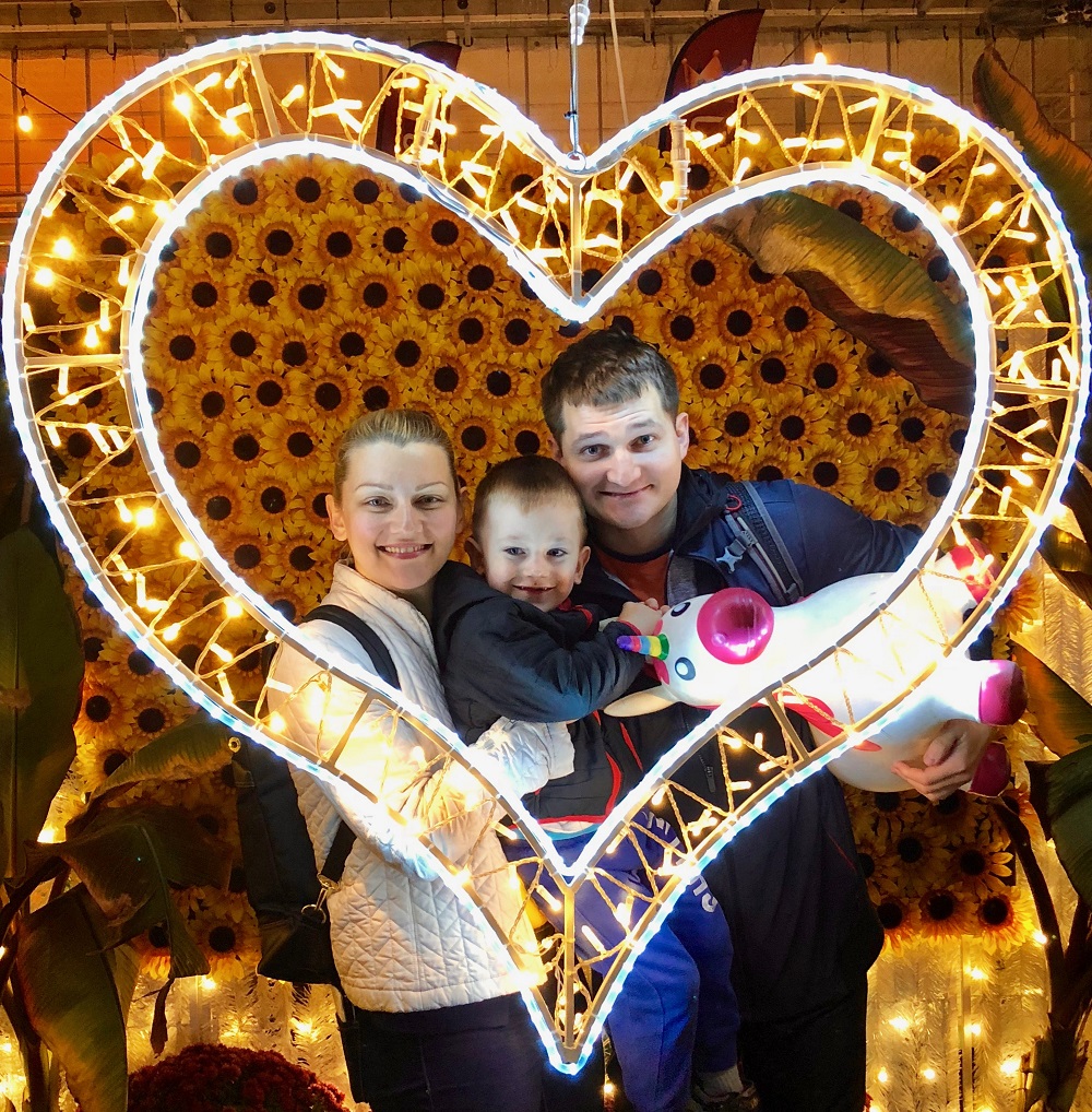 St. Valentine’s Day glowing heart around PerfectDayToPlay travel blogger family