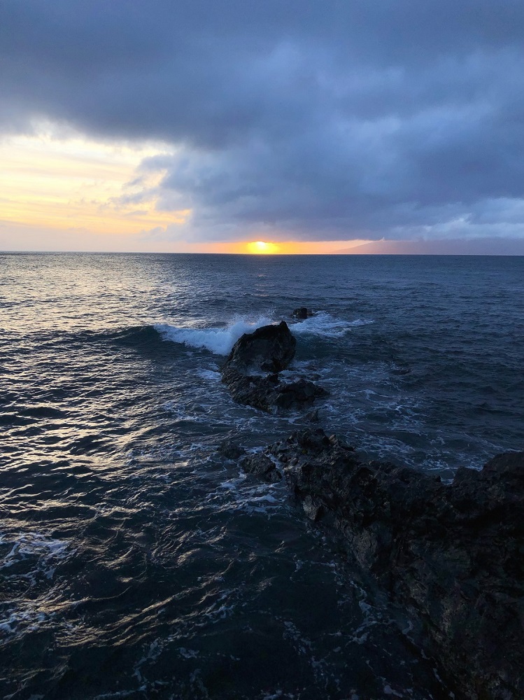 Maui Hawaii dark sunset seascape as seen from Kahana Sunset vacation rentals