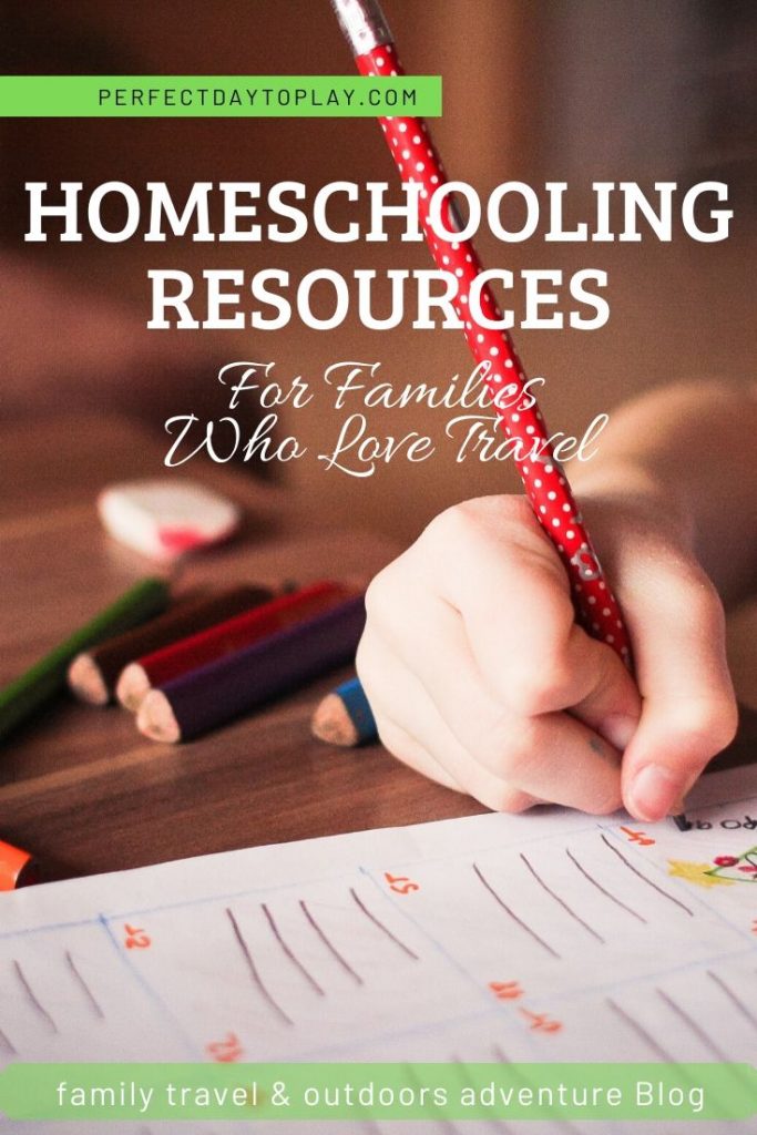 Homeschooling resources for families who love travel and flexibility + online courses pinterest pin