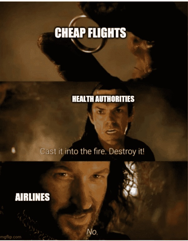 Lord of the Rings coronavirus airlines tickets meme