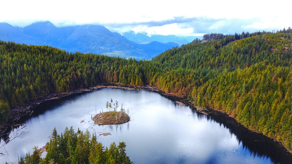 aerial view from drone - Hoover Lake hike near Mission BC