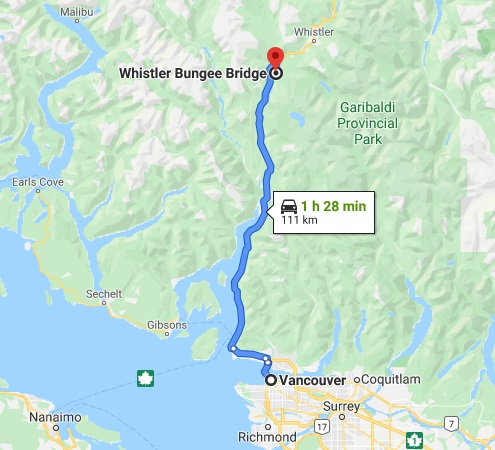 Whistler bungee bridge google maps driving directions from Vancouver