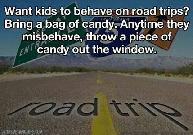 road trip with kids - candy funny joke