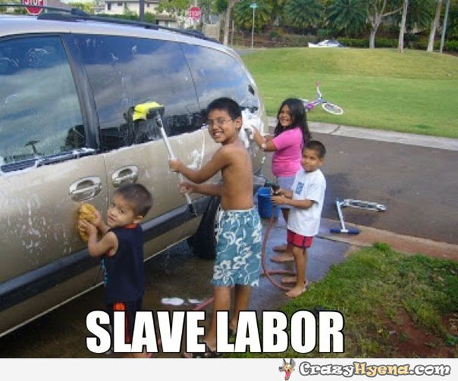 kids washing the car after a road trip meme
