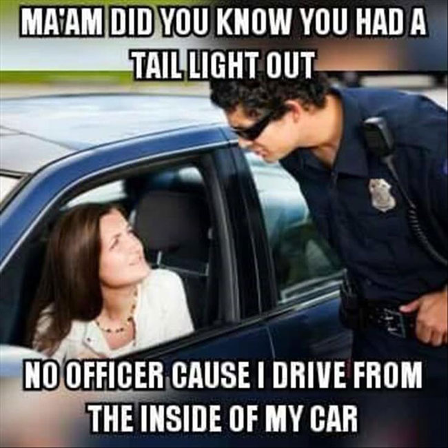 police stop on a road trip meme