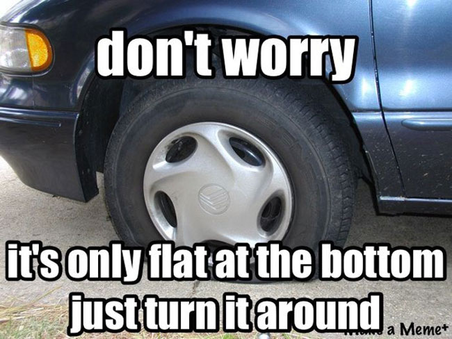 flat tire on a road trip meme