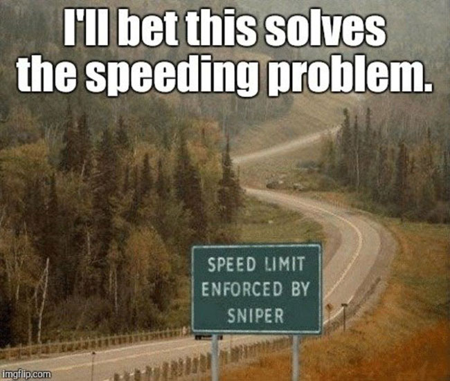 speeding problems solved by a sniper joke