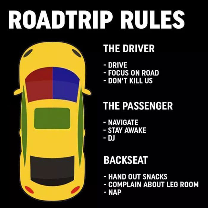 road trip rules - funny diagram infographic