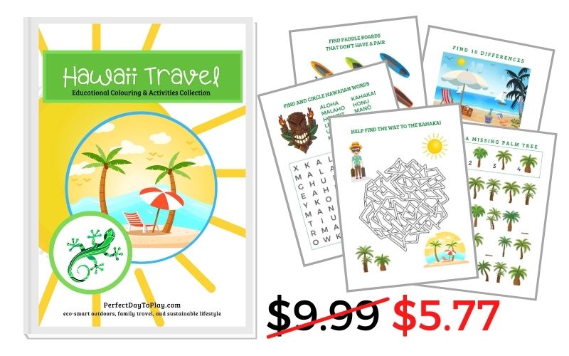 Hawaii family travel with kids educational activities and colouring sheets collection