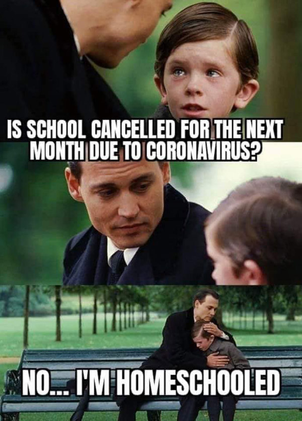 school cancelled due to coronavirus funny meme