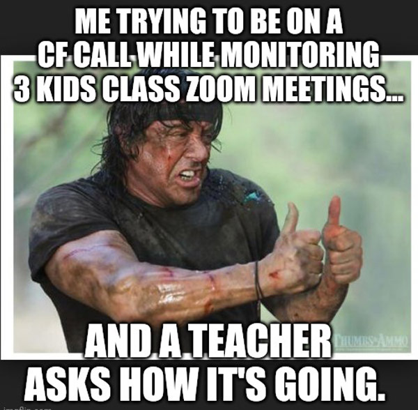 me trying to homeschool three kids Rambo joke funny quote and meme