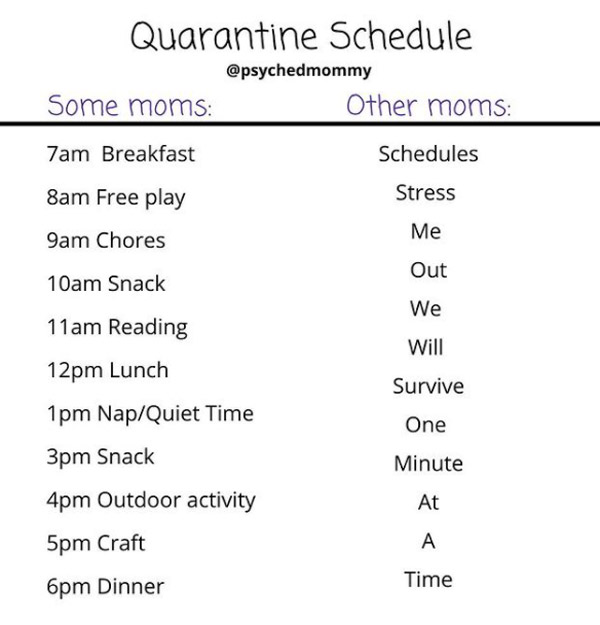 quarantine schedule for homeschooling kids