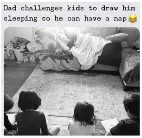 dad teaching a drawing class funny humour with kids during homeschool