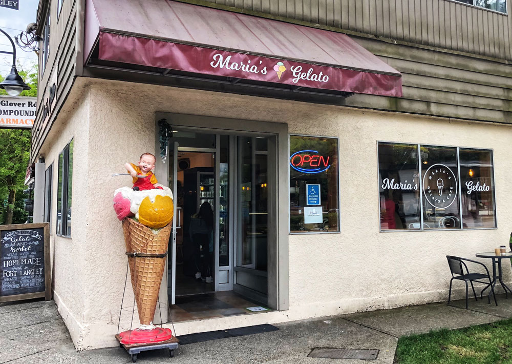 Maria's gelato ice cream shop in Fort Langley, BC