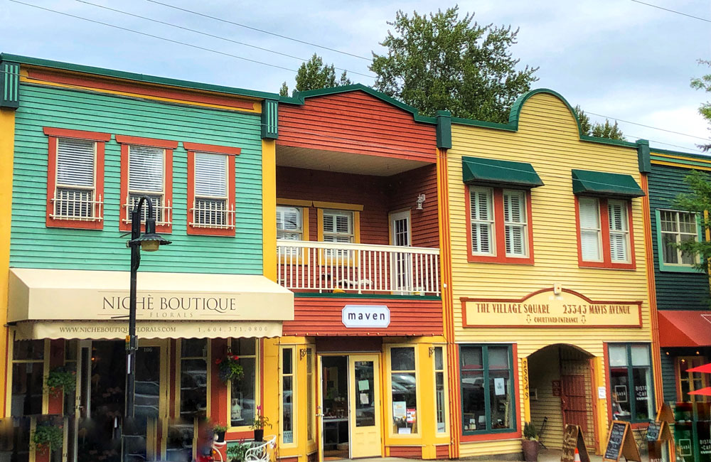antique architecture, colourful houses in Fort Langley british columbia canada