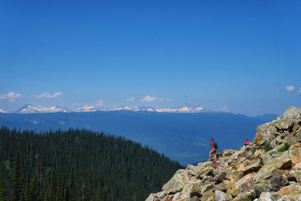 The view from Mt Revelstoke hiking trail - rocks and boulders on the way to Miller Lake