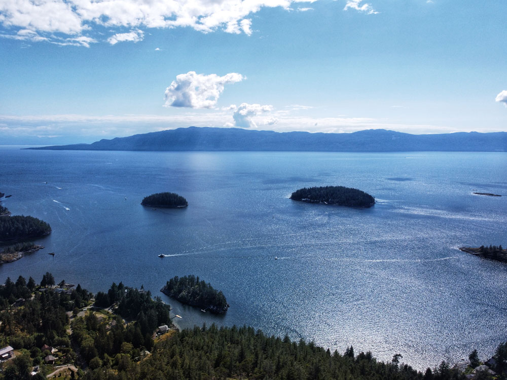 the view of Lee Bay from Pender Hill, Sunshine Coast BC Canada, Malaspina Strait