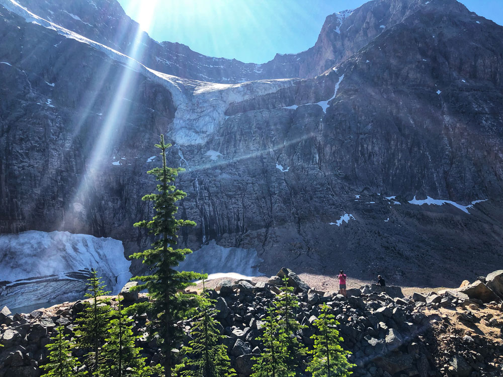 another view of Mt Edith Cavell at mid-day