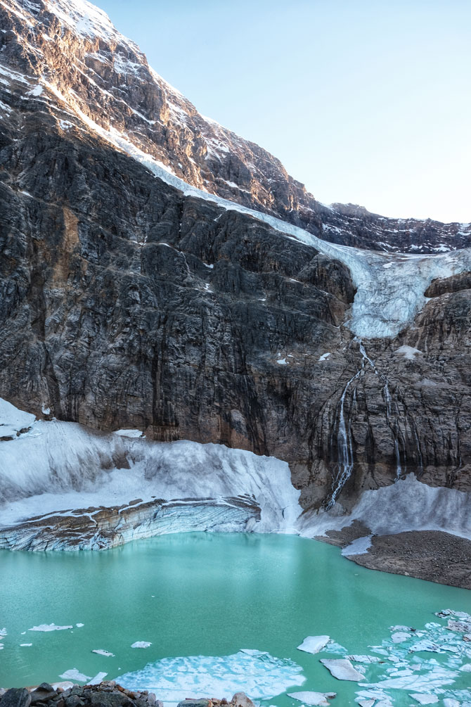 melting Angel Glacier and the lake