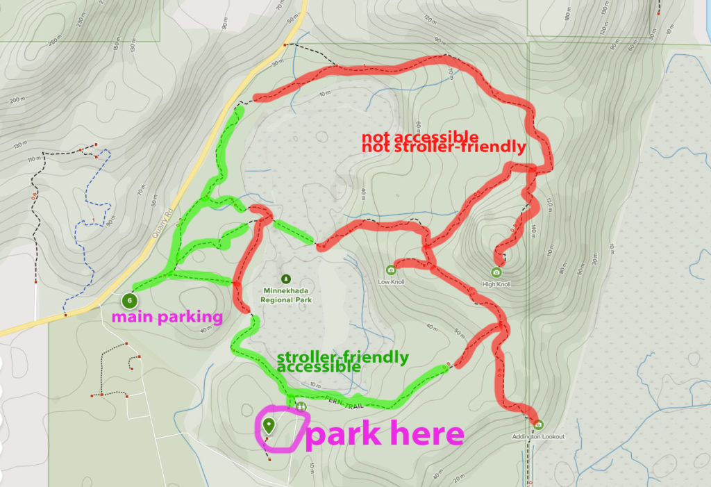 Minnekhada stroller accessible hiking trail near Vancouver - hike map