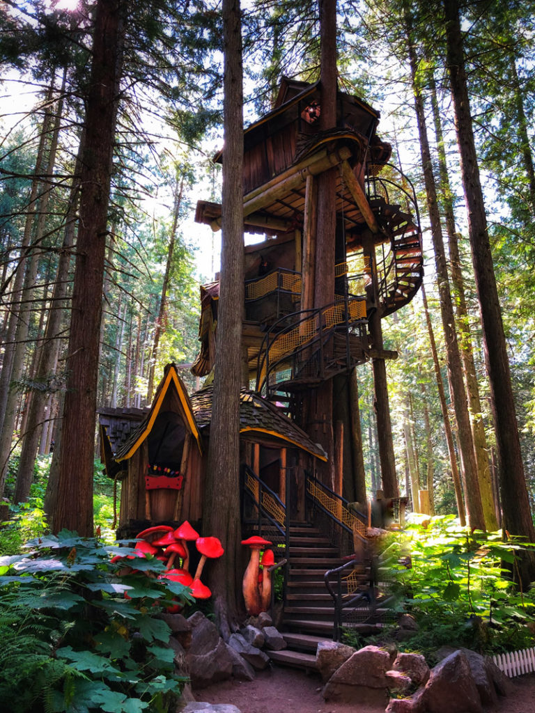 Treehouse at Enchanted Forest in Revelstoke outdoor places to visit with kids in British Columbia