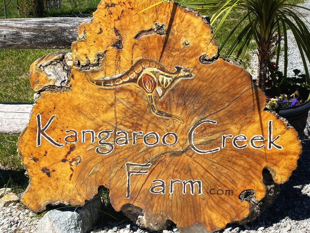 Kangaroo Creek Farm wooden sign