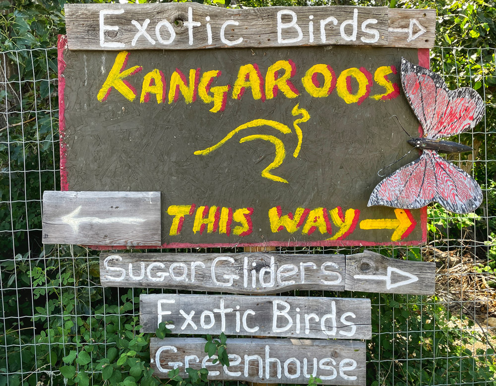 direction sign at Kangaroo Creek Farm in Kelowna BC Okanagan