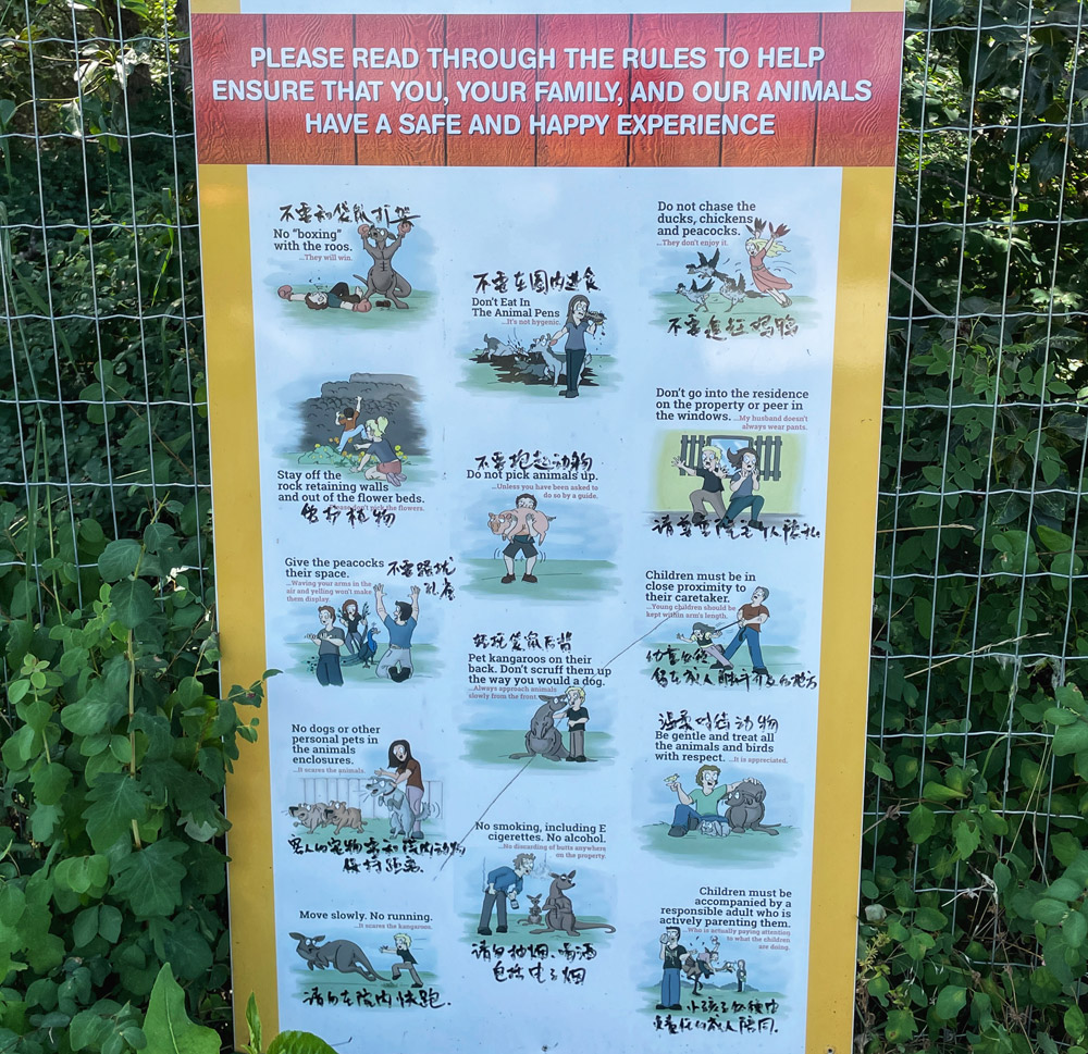 visit rules sign at Kangaroo Creek Farm in Kelowna BC Okanagan