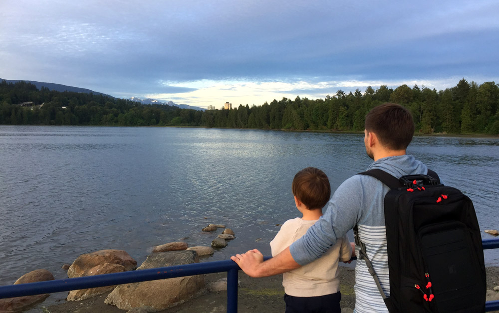 Rocky Point Park - Port Moody Shoreline Trail - father and son at sunset