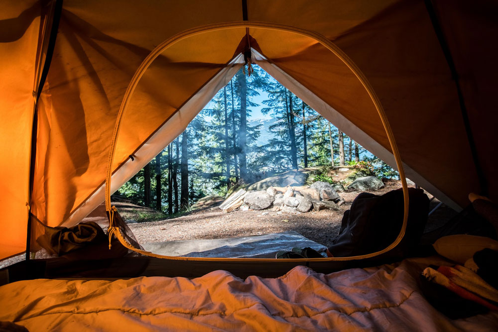 camping tent in alberta jasper and banff national park canada