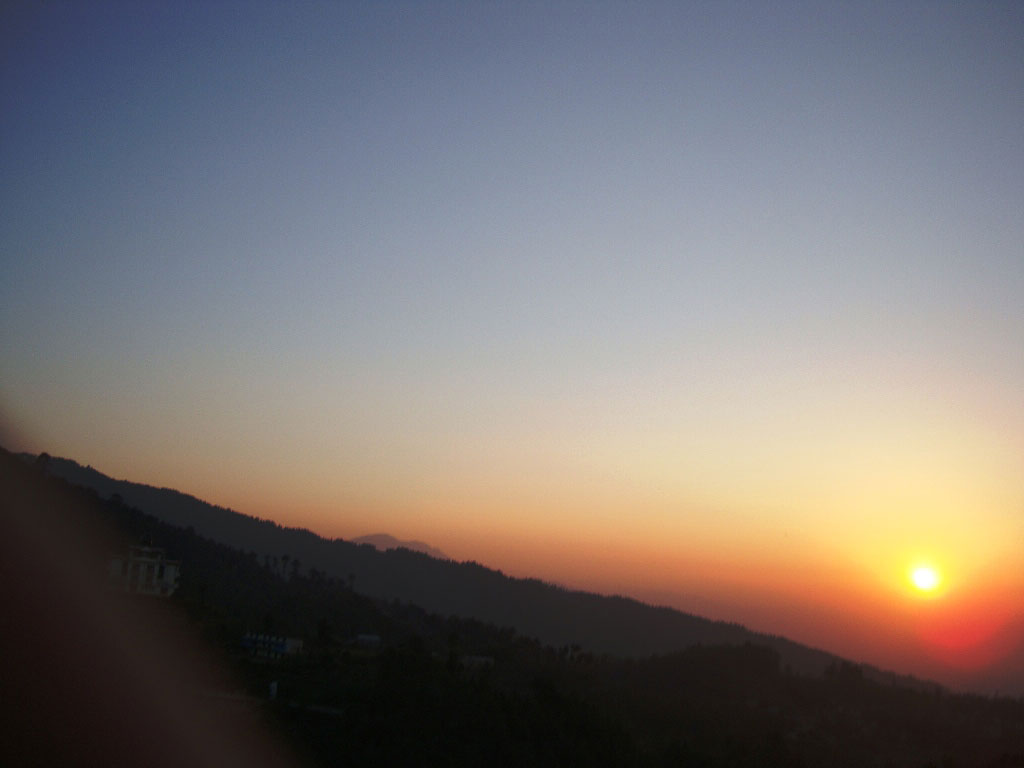 Sunset over Nagarkot, Nepal on the way from Kathmandu
