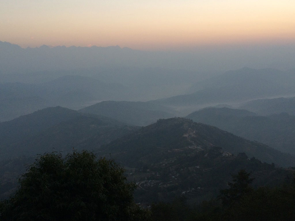 just before the sunrise over the Himalayas