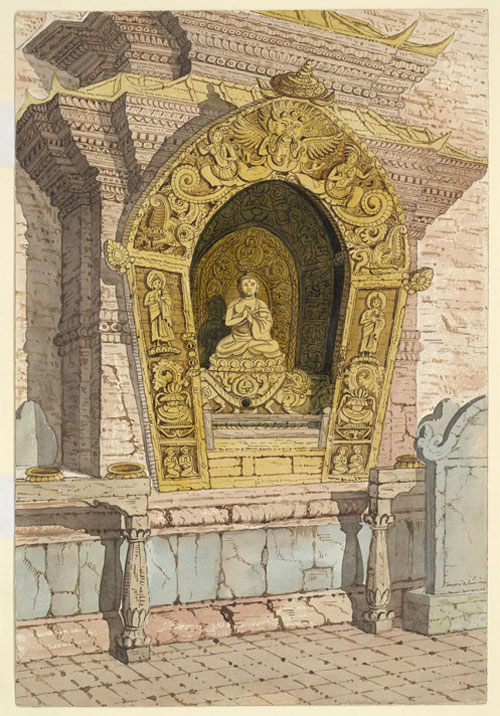 Swayambhunath Temple shrine 1 - historical drawing