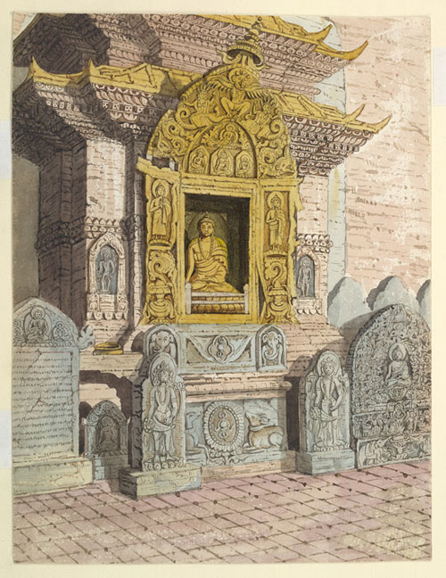 Swayambhunath Temple shrine 2 - historical drawing