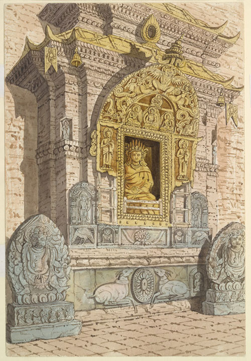 Swayambhunath Temple shrine 4 - historical drawing