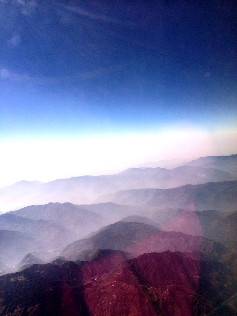 Nepal landscapes and foggy horizon aerial photos